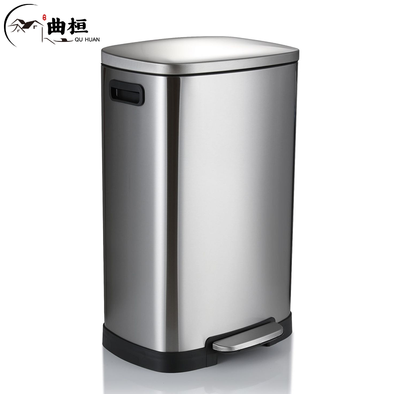 曲桓 脚踏式 不锈钢 50升垃圾桶 qh-862/个高清大图