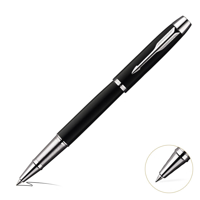 派克parkerim系列签字笔im纯黑丽雅白夹宝珠笔