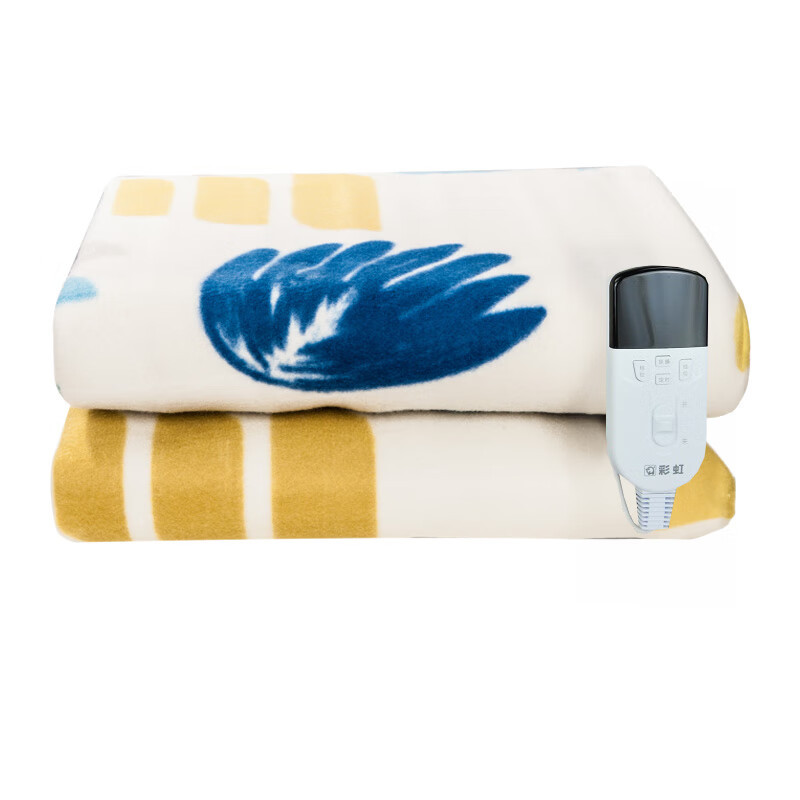 彩虹(RAINBOW)全线路安全保护双控双温电热毯(特大宽幅)舒适绒2米*1.8米,花色随机1538AA