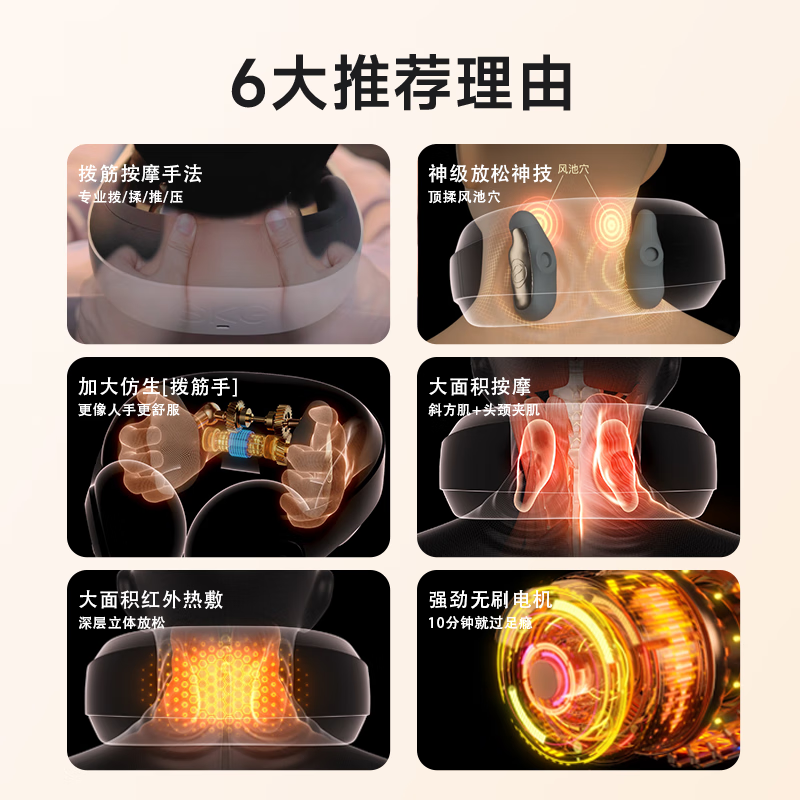 skg颈椎按摩器N53代颈椎颈部肩颈脖子环颈热敷揉捏U型护颈拨筋按摩仪器高清大图