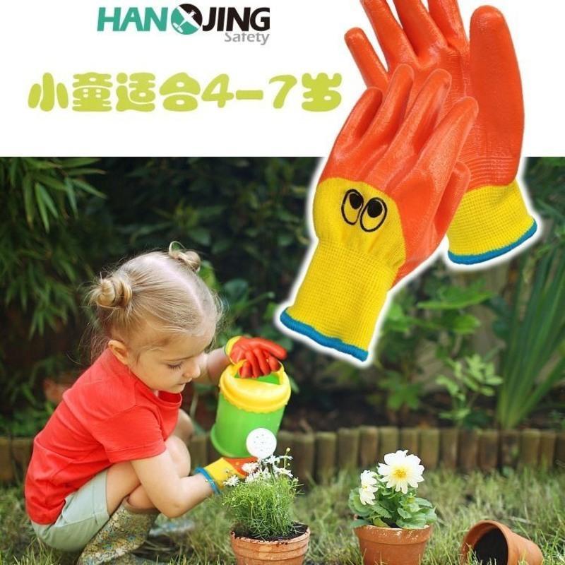 儿童园艺手套小学生户外花园劳作挖笋抓螃蟹防水防扎防脏4-8岁 1双4-8岁