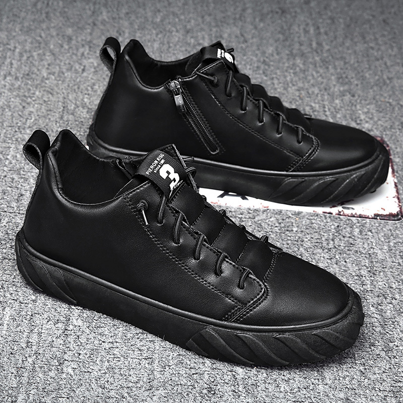 苏芈夏季休闲板鞋开车工作上班厨师百搭厨房防滑防水皮鞋男鞋春季潮鞋