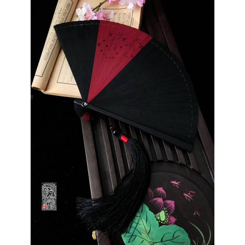 中国风男女全竹扇子小日式折扇随身古风舞蹈扇折叠纯色镂空花 三维工匠 刹那芳华