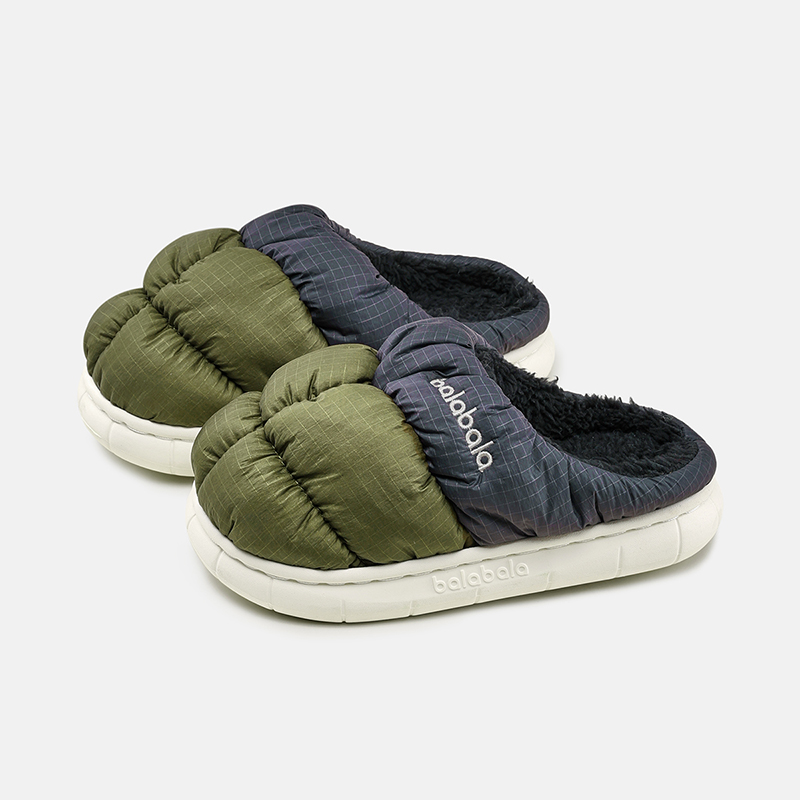 巴拉巴拉儿童棉拖鞋女童冬季2025新款宝宝室内加厚保暖男童居家鞋 墨绿色 内长23cm适合35-36的脚穿