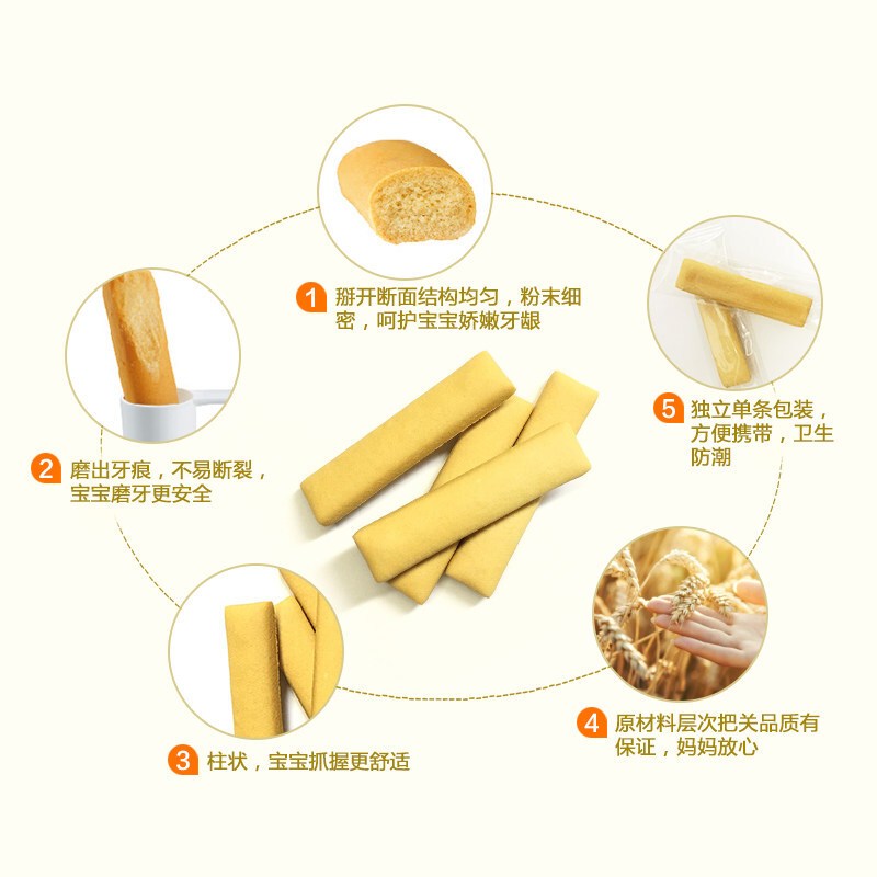 培康(TakeCare) 宝宝零食 胡萝卜味营养磨牙棒80g(8小袋分装)盒装