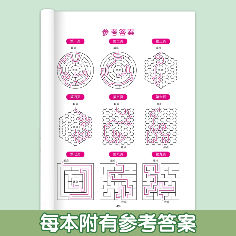 [4本]魔线+迷宫 [正版]抖音同款魔线专注力训练左右脑开发思维训练书迷宫书籍幼儿园高难度小学生2-3-6-7-8-10高清大图