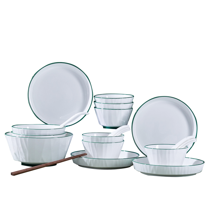 爱依瑞斯浮雕釉下绿简约26头陶瓷餐具AS-D2631H
