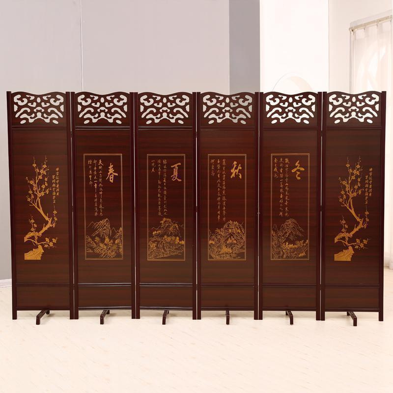 BONJEAN实木仿古屏风隔断现代中式移动折屏客厅餐厅玄关酒店双面折叠屏风高清大图