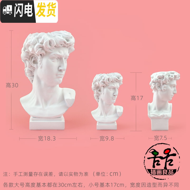 三维工匠经典像 文艺塑摆件 大卫小卫头像 笔筒 插花花瓶 艺术桌摆 大号维纳斯高清大图