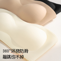 猫人粉底液无肩带抹胸女士防滑不掉小胸聚拢隐形无痕防走光内衣