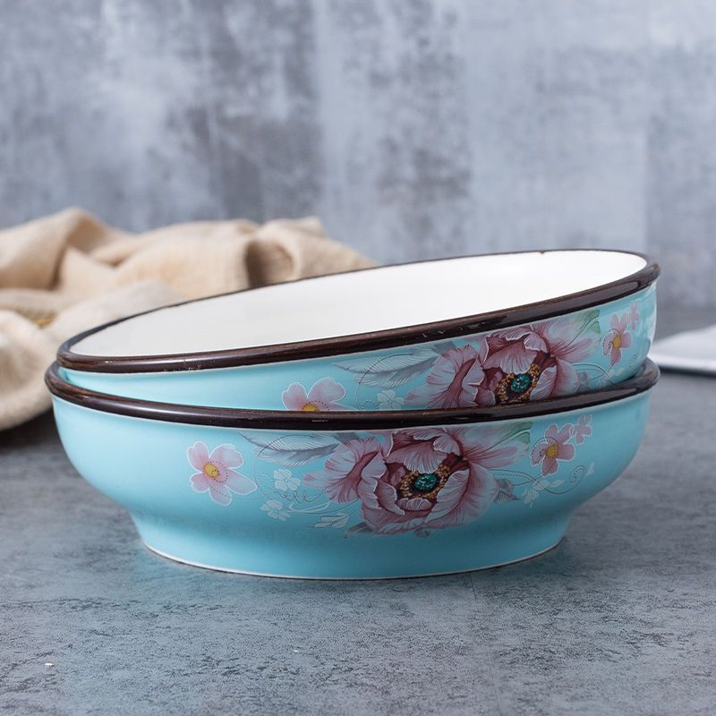 2个65英寸利比盘颜色随机24个装花瓣色釉盘利比盘家用陶瓷菜盘子饭盘