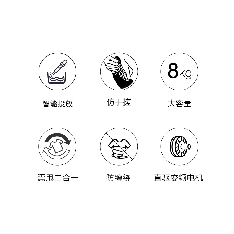 海尔(Haier)EB80BDF9GU1 8公斤 全自动家用波轮洗衣机 直驱变频 幂动力 智能投放 1级能效