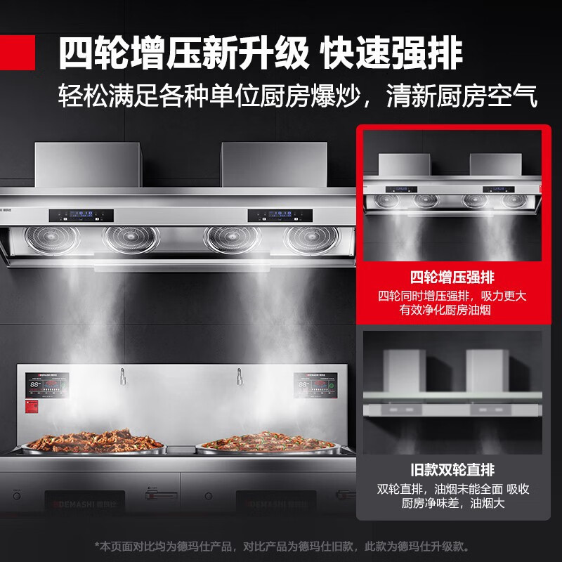德玛仕/DEMASHI MC-JND-J1800 油烟净化一体机商用油烟机大吸力抽油烟机 220V 大功率顶吸式1.8米高清大图