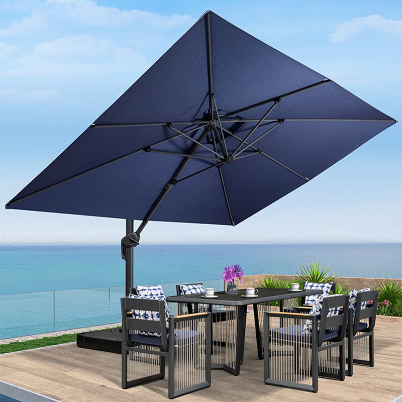 紫叶户外伞庭院伞花园别墅室外罗马伞太阳伞 sunbrella户外遮阳伞 3x4米海军蓝【保10年不褪色500斤水箱】