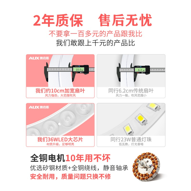 奥克斯（aux）灯餐厅吊扇灯家用电风扇吊灯客厅风扇