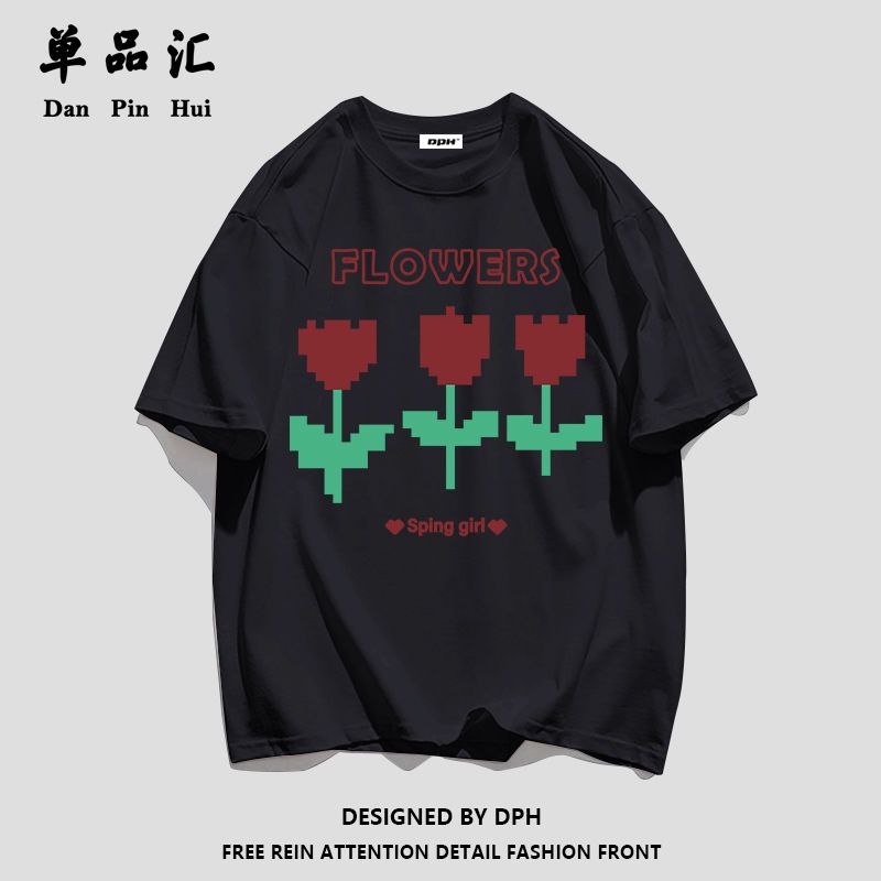 单品汇ins盐系纯棉短袖T恤女夏季新款国潮嘻哈学生街头风宽松女装