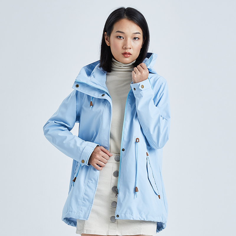 妖艺冬新款中长款冲锋衣女防风保暖抓绒两件套户外服可拆卸时尚外套