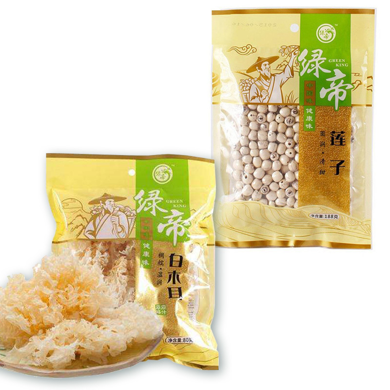 绿帝干货礼盒1(白木耳80g+黑木耳150g+莲子188g+桂圆干3A380g+楼兰枣280g)