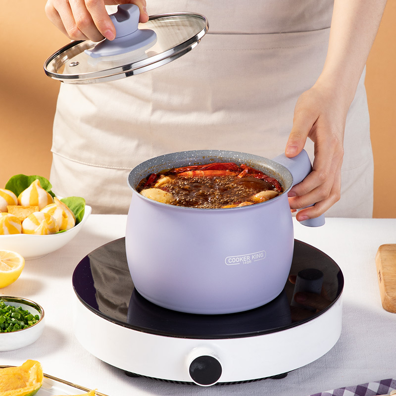 炊大皇(COOKER KING)辅食奶锅14cm 婴儿宝宝不粘蒸煮面锅 复合锅底明火磁炉通用NG14HF2