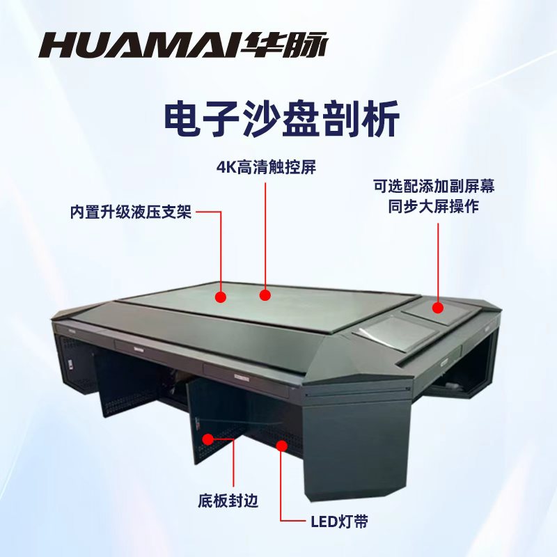 华脉(HUAMAI)110英寸电子沙盘升降屏多媒体3D三维地形数字沙盘地图军事训练智慧交通触控大屏幕 HM-SP110高清大图
