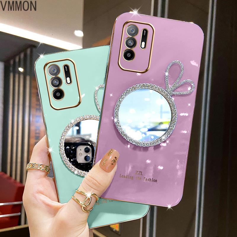 VMONN兔耳朵补妆镜oppoa95手机壳5g版G直边电镀0pp0防摔软外壳A95高级感超薄保护套0PP0网红水钻女高清大图