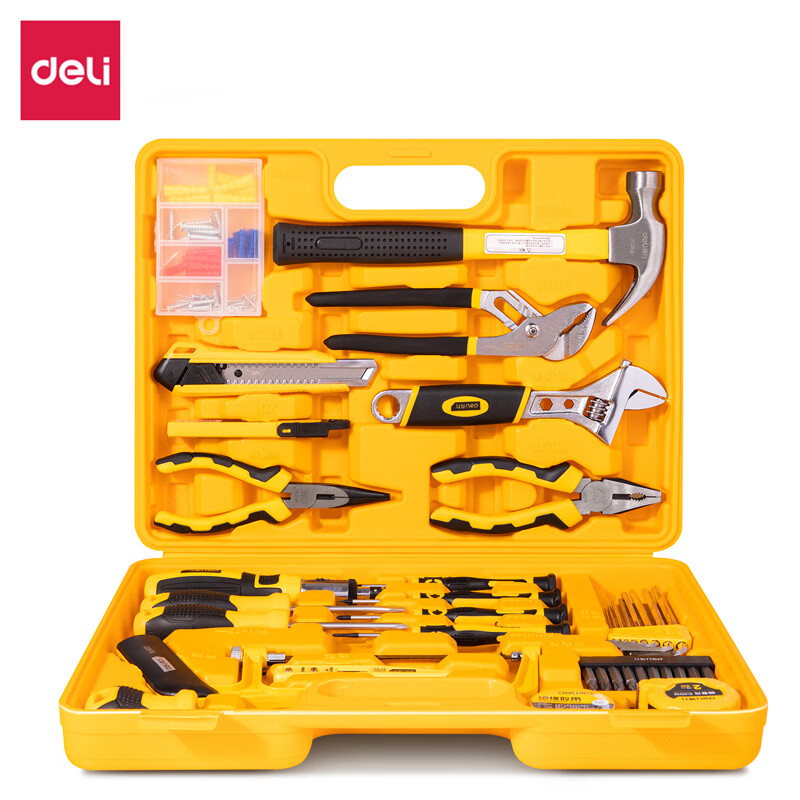 得力(deli) 得力3703多用途组合工具(橙)(套) 多用途组合工具箱16件套工具组合套装维修工具家用高清大图