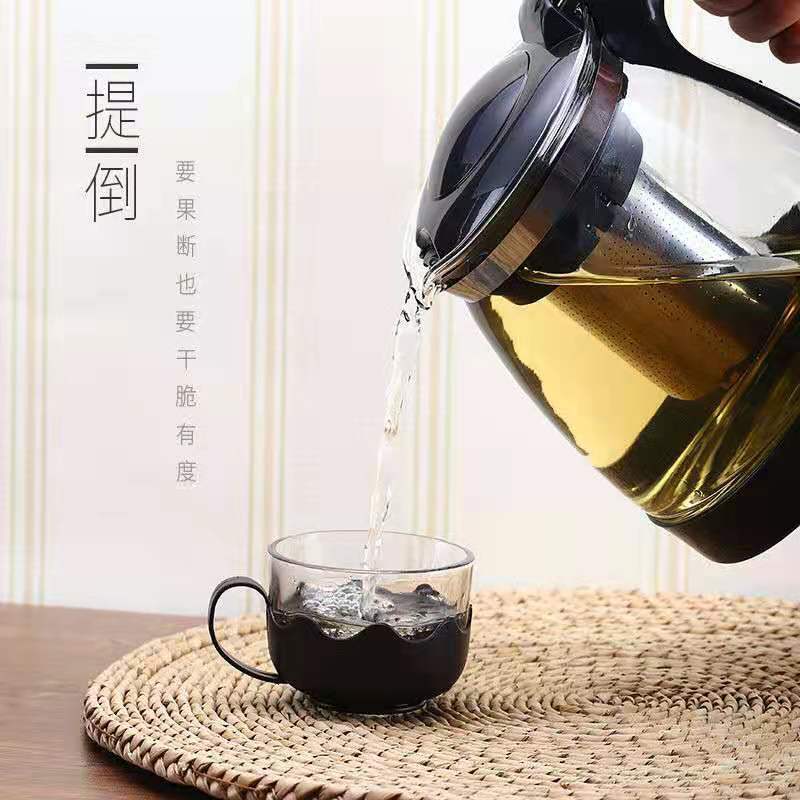 [补贴10%]水壶耐高温防爆玻璃泡茶壶家用泡茶大号加厚过滤花茶壶茶具套装高清大图
