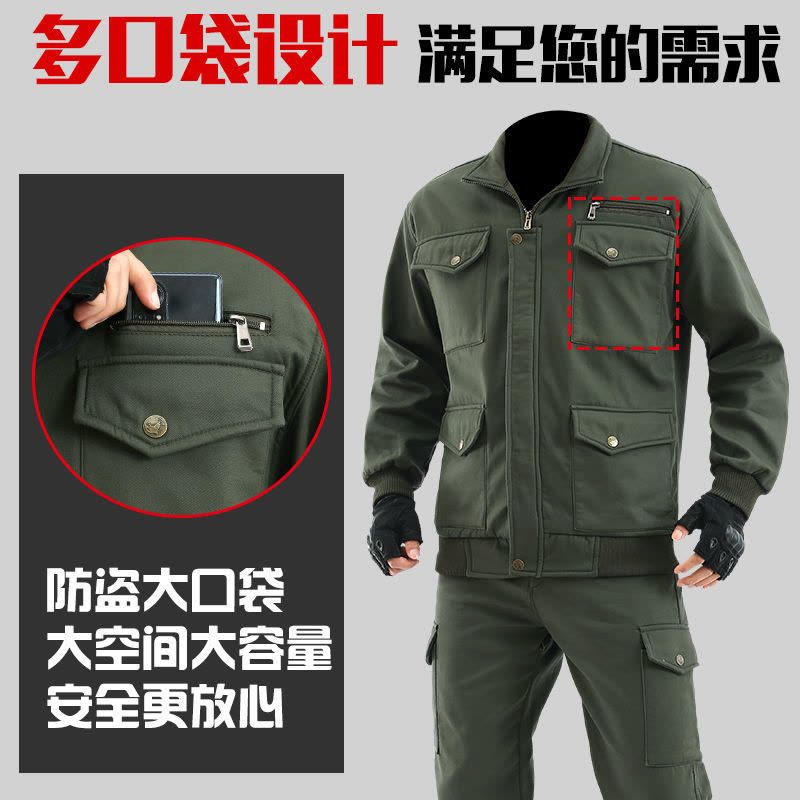 耐磨迷彩加绒男套装/单件工作服秋冬加厚防风保暖劳保工作服莎丞图片