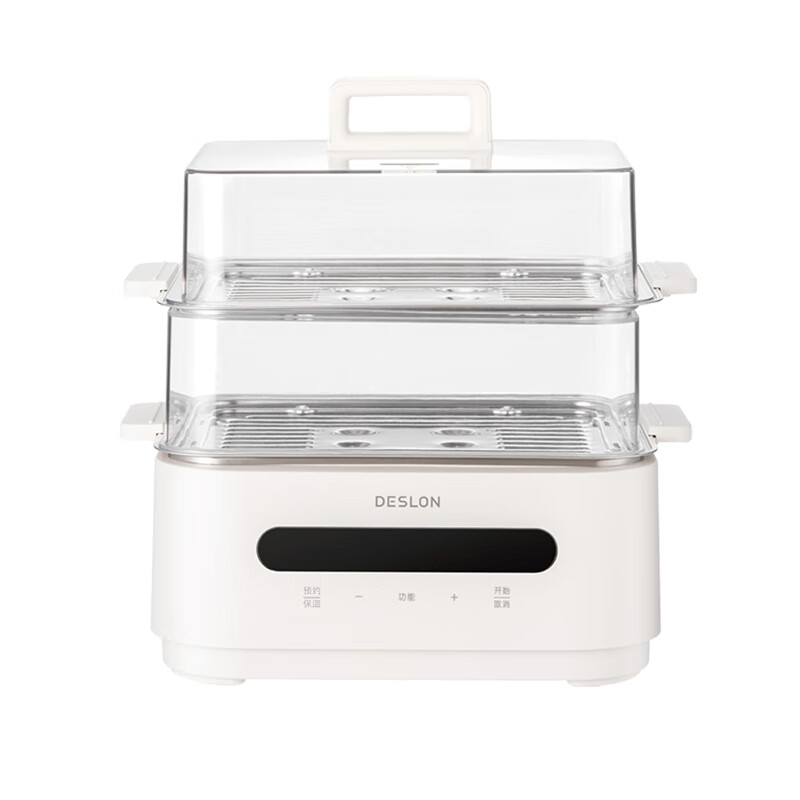 德世朗 多功能电蒸锅DDQ-HG125 11L家用1600W双层大锅上菜下烫全家共享电火锅乳白色