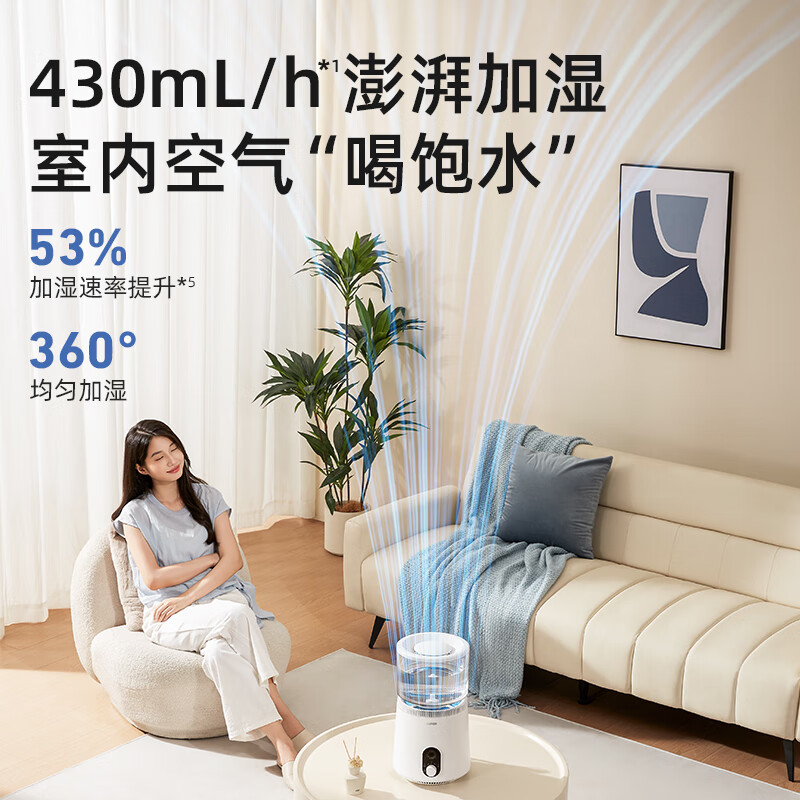 苏泊尔(SUPOR)空气加湿器4.5L大容量无雾加湿器430mL/h加湿量家用卧室办公室婴儿孕妇EHLN-60A-500高清大图