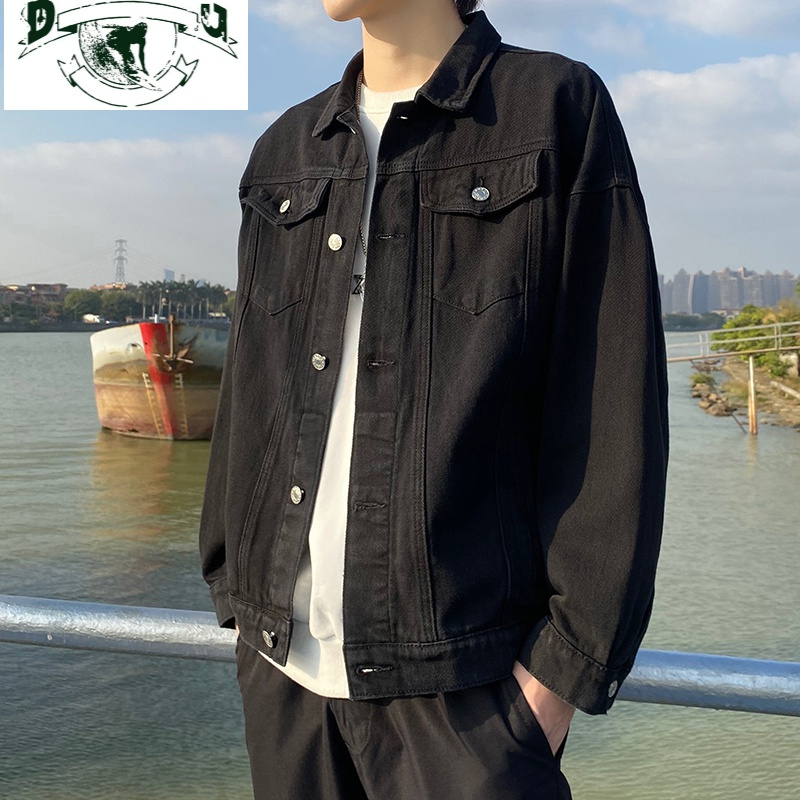 牛仔外套男短款高端潮流痞帅褂子纯色春款夹克学生上衣牛仔褂夹克视频