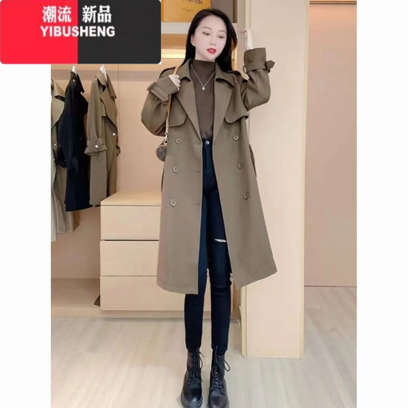 YIBUSHENG风衣女2023新款春女士大衣中长款外套小个子欧货今年流行高清大图