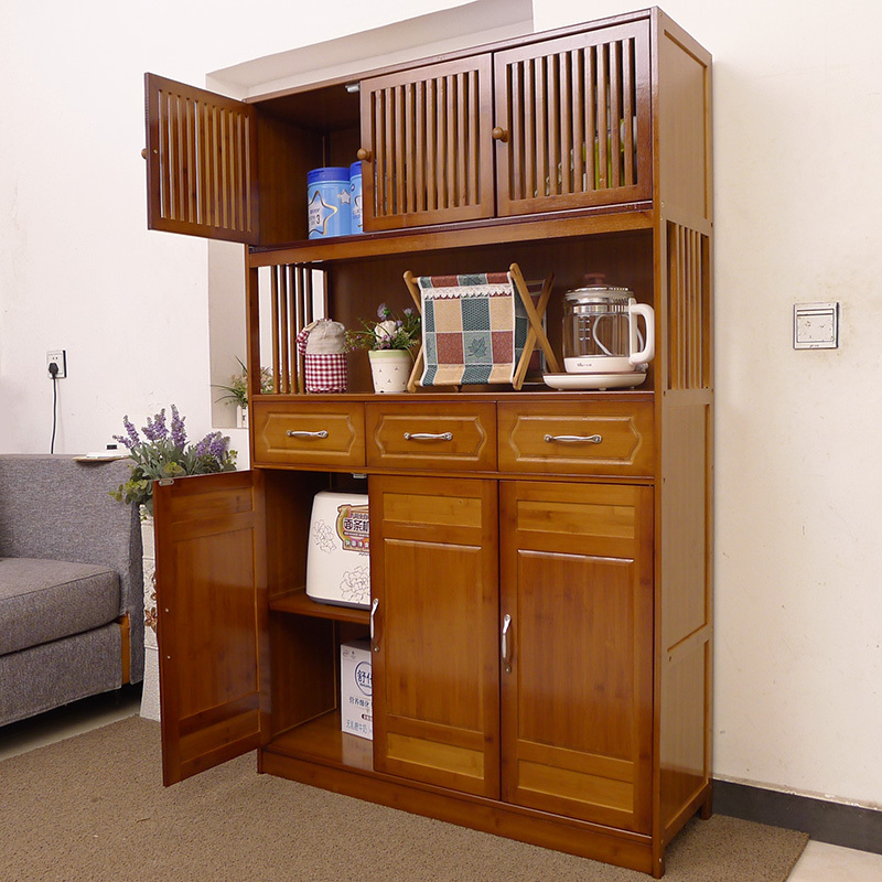 楠竹柜子储物柜闪电客厨房置物架收纳架收纳柜餐边柜置物柜带多层落地