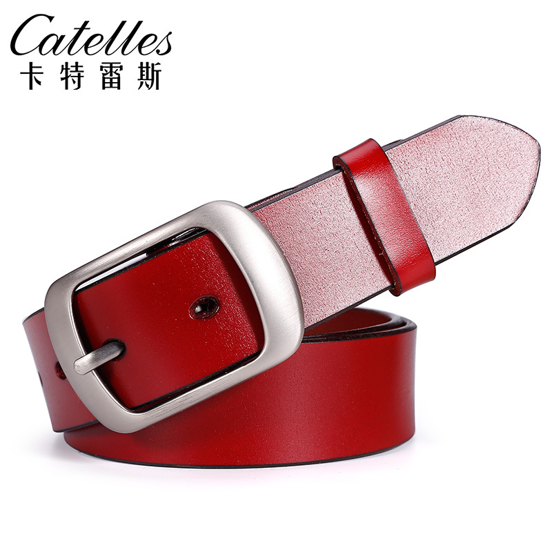 CATELLES皮带女真皮简约百搭时尚复古韩版新款宽腰带裤带软皮
