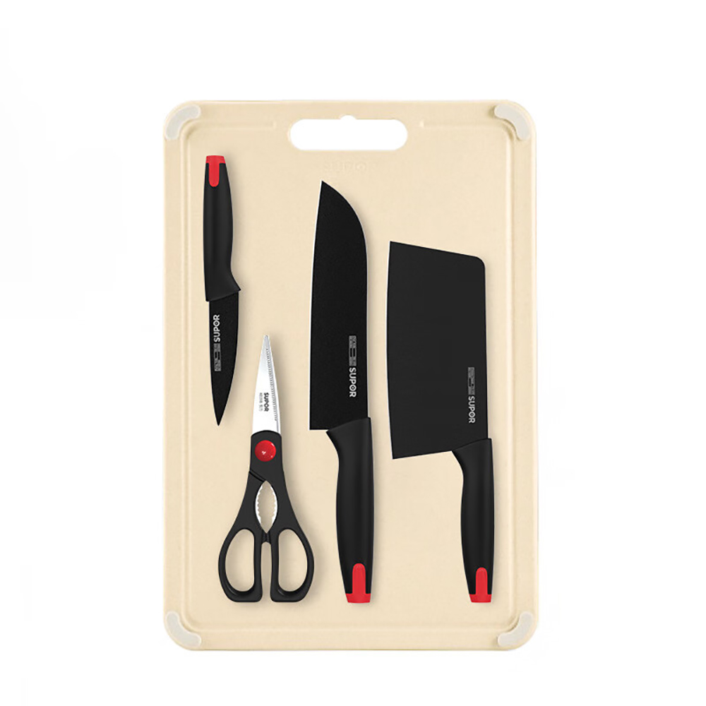苏泊尔(SUPOR) 锋匠刀具五件套 切片刀多用刀多用剪刀水果刀砧板套装TK21119V高清大图