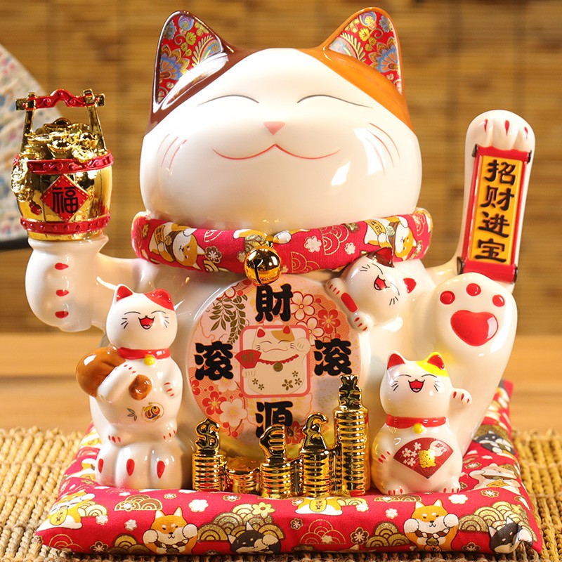 摇手猫摆件 开业创意贺礼品自动招手店铺收银台家居摆件 三维工匠 十一寸金运福锤(摇手猫)猫高清大图