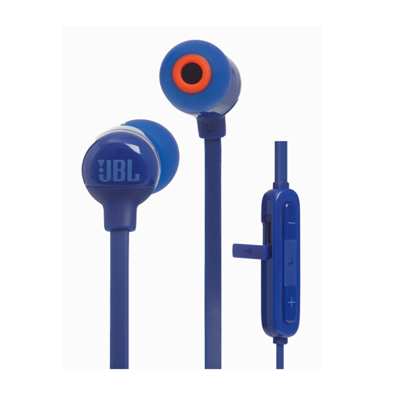 JBL T110BT 运动蓝牙耳机无线跑步入耳塞式线控耳机低音挂耳式 蓝色高清大图