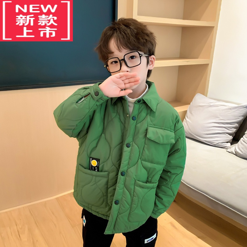 可莉允童装男童棉服外套冬装2022新款中大童夹棉衬衣儿童棉衣冬季潮