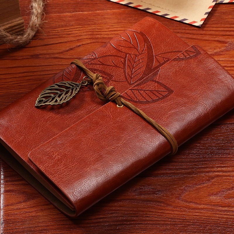 欧式日记本复古创意牛皮本子个性枫叶旅行笔记本文具小活页记事本