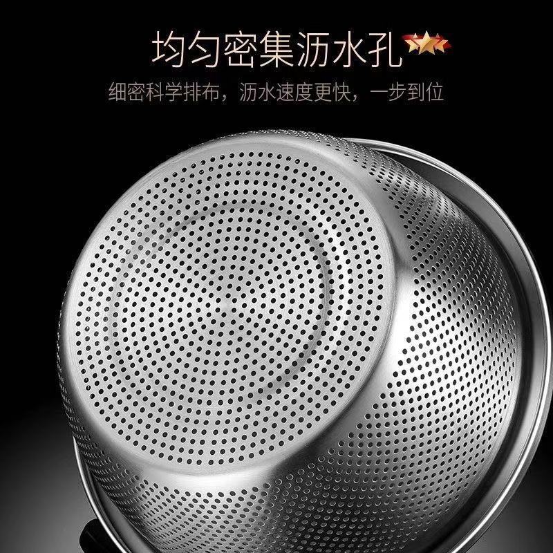 ccko304食品级欧式不锈钢盆洗菜盆沥水篮漏盆厨房家用滤水篮淘米篮子-304特厚欧式盆40cm*1个高清大图