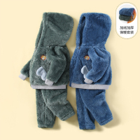 南极人儿童法兰绒睡衣冬款加绒男秋冬季家居服