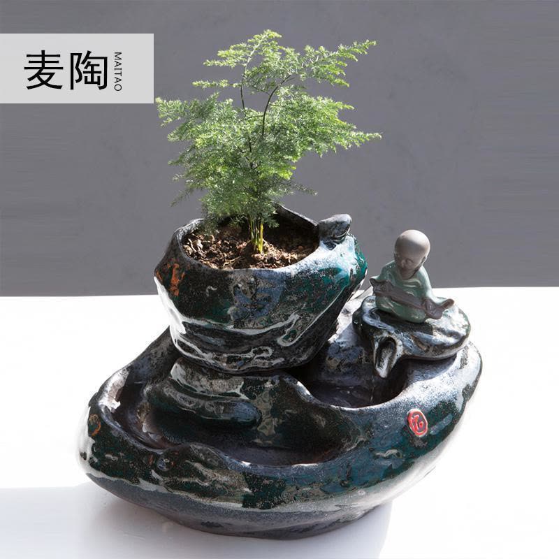 美帮汇中式禅意陶瓷绿植轮客厅办公室家居工艺摆件开业礼品图片