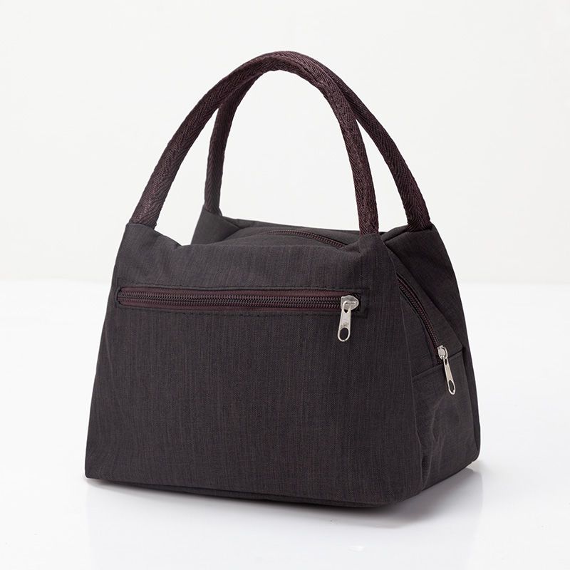 加厚防水牛津帆布便当包手提小花布包买菜手拎小包饭盒袋女休闲包酒红