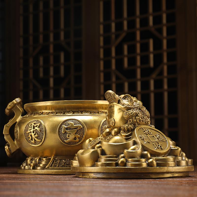 家柏饰(CORATED)铜金蟾摆件三足金蝉蟾蜍客厅家居财位存钱罐高清大图