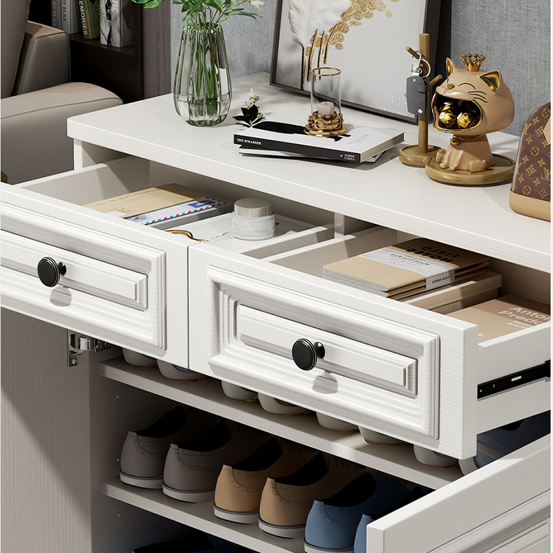 美式鞋柜家用门口室内入户收纳玄关柜一体靠墙实木腿高清大图