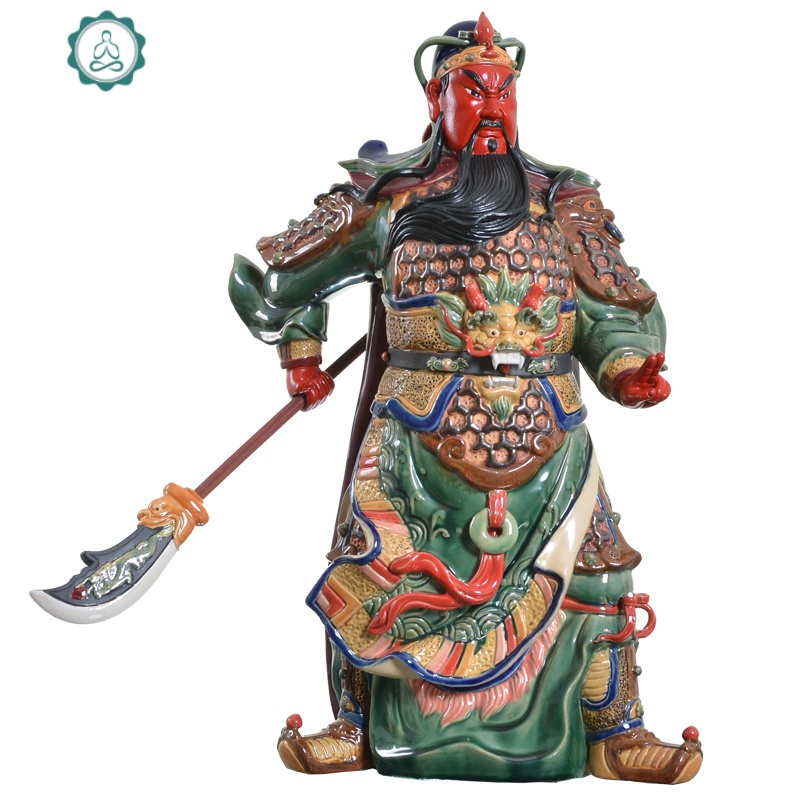 关公财神开业礼品神像关公像供奉武财神大佛像陶瓷关公摆件封后18寸约