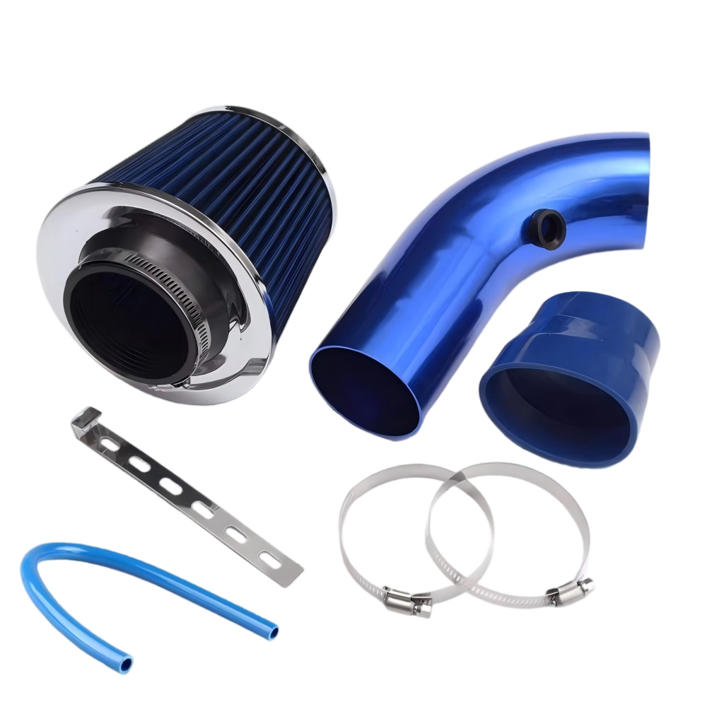 3inch汽车铝合金进气管改装套件76mm空气滤清器通用滤芯器冬菇头 全黑色