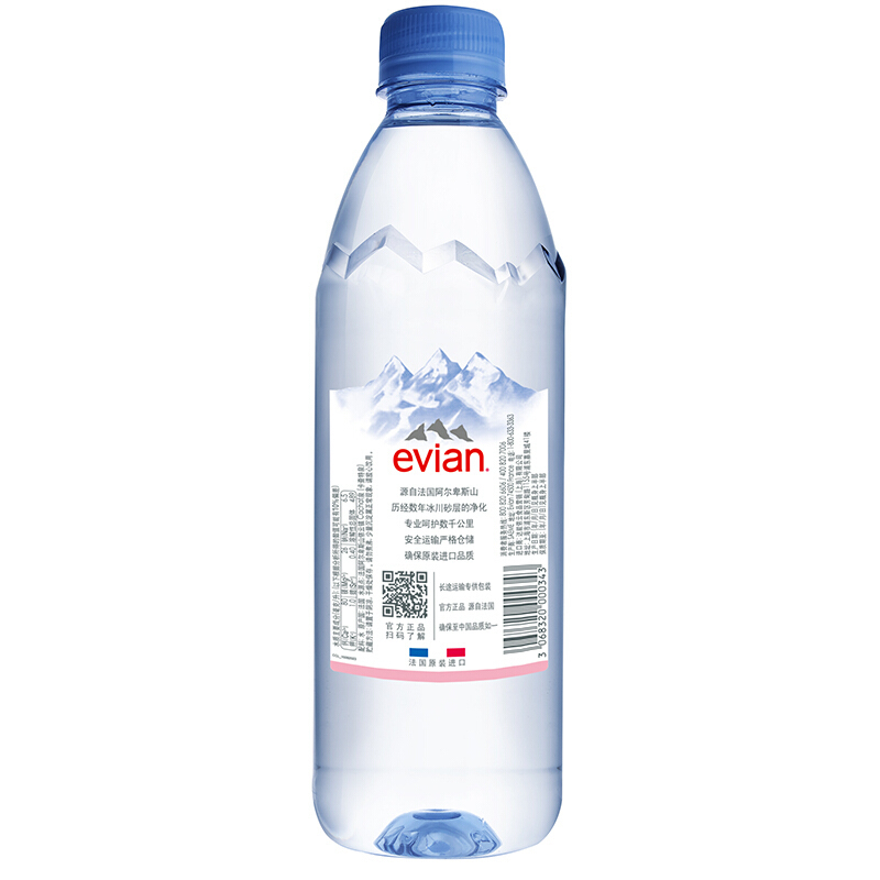 evian/依云 法国原装进口天然矿泉水1L*6瓶 高端饮用水6连包 正品行货