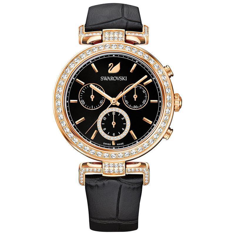 施华洛世奇swarovski女士手表瑞士品牌休闲时尚镶钻三眼钢带腕表欧美