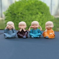 侑家良品创意汽车摆件四不小和尚可爱公仔汽车摆件平安车内装饰品